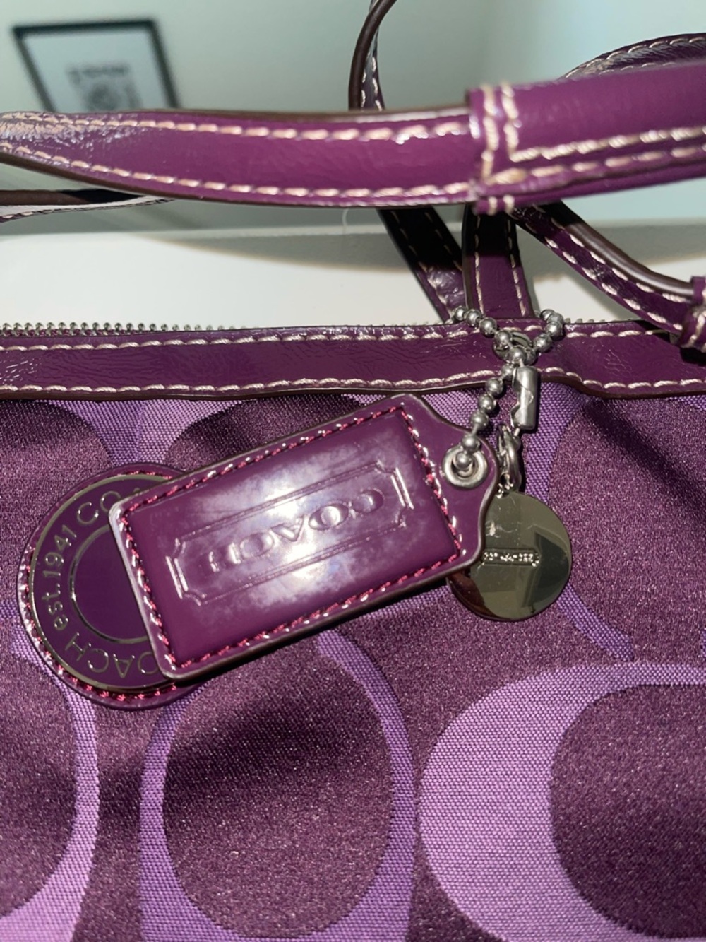 Vintage Coach Purple Signature bag - Picture 3 of 8